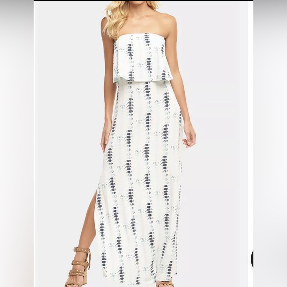 Tart Collection Aeryn Strapless White and Blue Maxi Dress size small